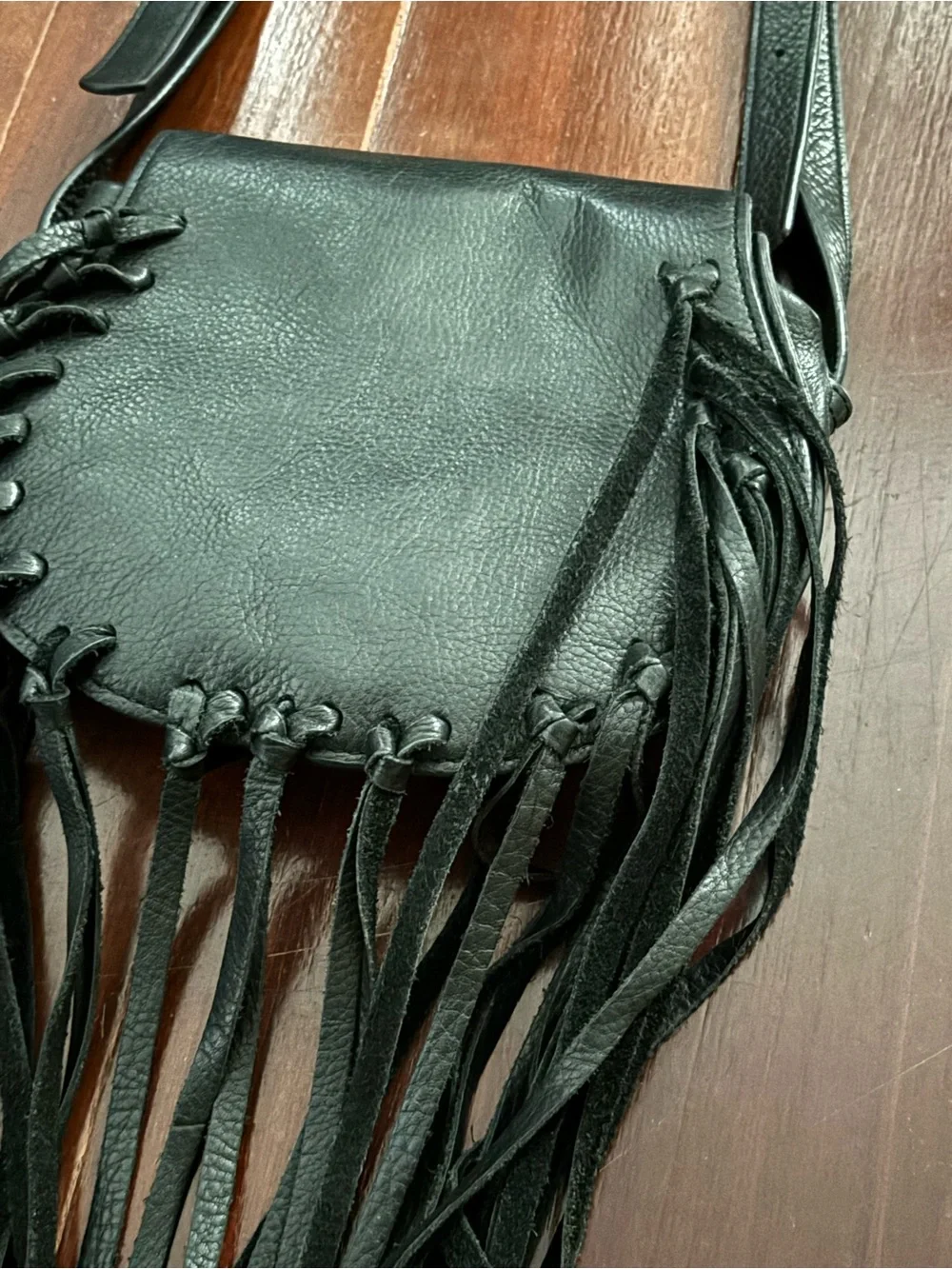 B-low the belt Fringe Crossbody Saddle Bag with Gold Hardware